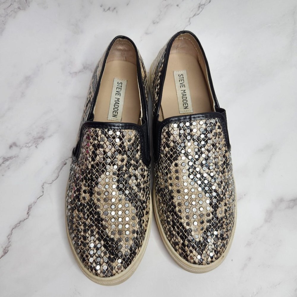 Steve Madden Eros Studded Snakeskin Python Sneake… - image 3